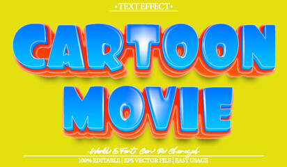 Cartoon Movie Vector Text Effect Editable Alphabet Comic Kids Funny Happy Tv Show