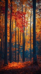 Vibrant Autumn Forest Landscape for Travel and Nature Enthusiasts Generative AI