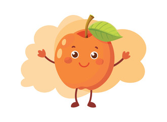 Adorable Cartoon Orange Fruit Character with Leaf and Smiling Face