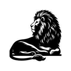Lion, vector black color silhouette solid white background
