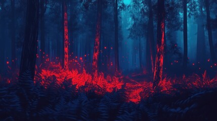 Fototapeta premium Enchanted Forest with Glowing Lights