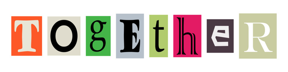 Colorful display of the word together 