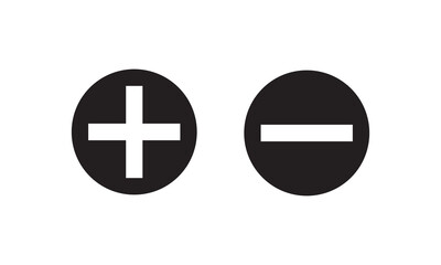 add and remove button icons isolated.  Set of plus and minus symbols