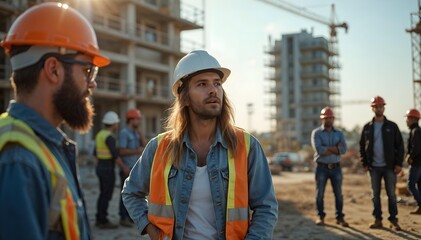 Construction Workers Architect Engineer Hardhats Helmets