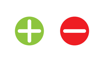 Plus and minus signs vector icons set