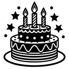 happy birthday cake icon vector illustration