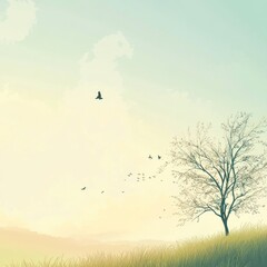 Solitary Tree in the Mist