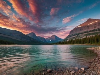 sunset over the lake