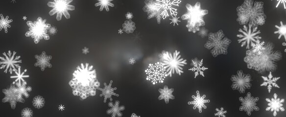 Snowflakes - Abstract Gold Star Falling Soft Focus Background, 3D rendering.