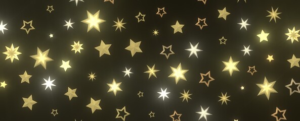XMAS Stars - Holiday golden decoration, glitter frame isolated -