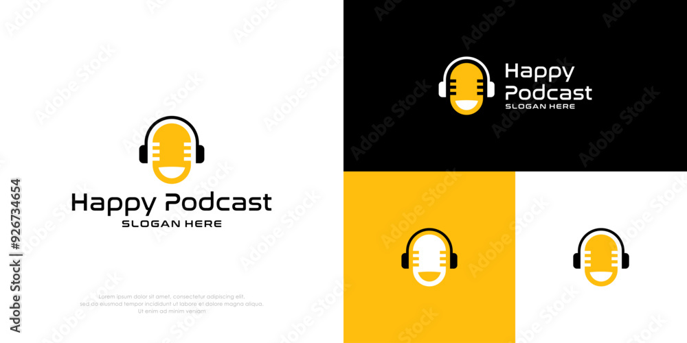 Wall mural podcast fun logo design vector