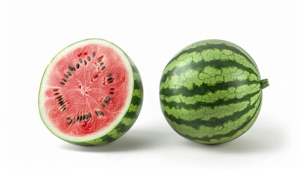 Fresh and juicy watermelon with a vibrant pink center and dark seeds. Perfect for summer refreshment. Ideal for food photography and healthy lifestyle themes. AI