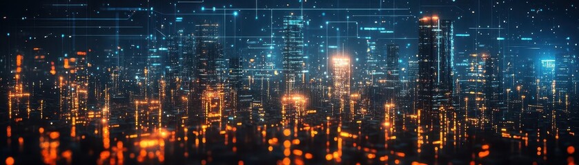 An illustration of blockchain enhancing real estate transactions with property deeds in digital form focus on transparency futuristic Overlay backdrop of a modern cityscape