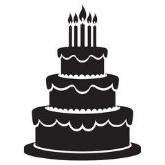 birthday Cake Silhouette Vector Illustration, Symbol, Pictogram, Apps, Website, Art Illustration