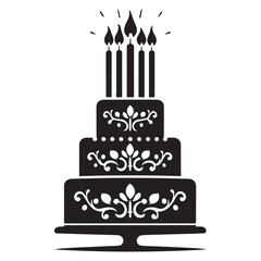 birthday Cake Silhouette Vector Illustration, Symbol, Pictogram, Apps, Website, Art Illustration