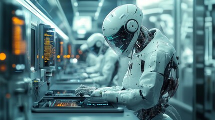 Futuristic Medical Research with AI-Driven Innovations: Research facilities using AI for innovative medical breakthroughs.