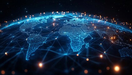 Obraz premium worldwide network connection, digital art illustration