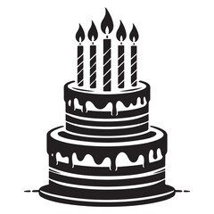 birthday Cake Silhouette Vector Illustration, Symbol, Pictogram, Apps, Website, Art Illustration