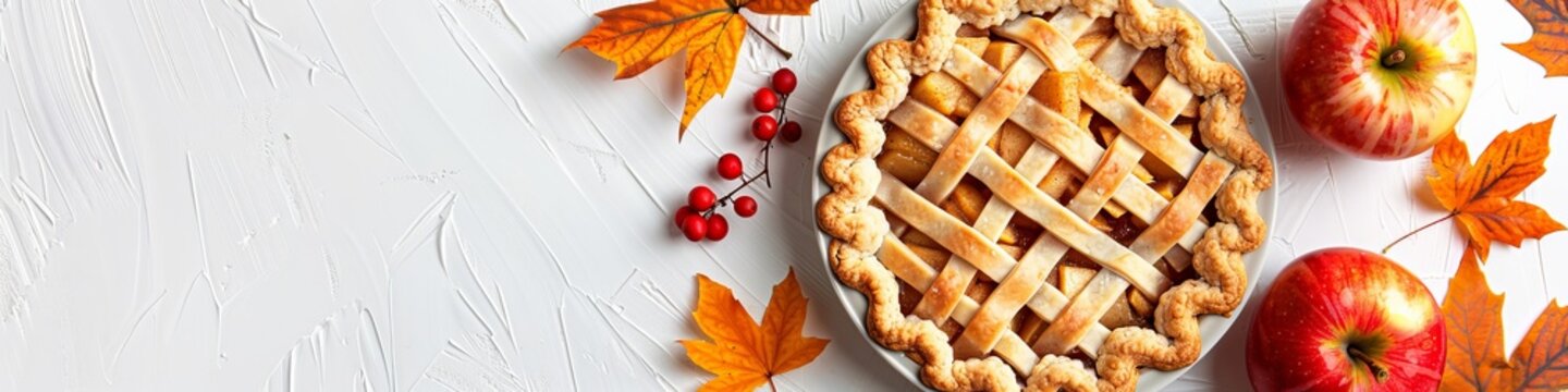 apple pie on autumn background.
