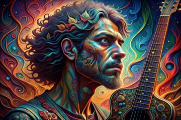 Obraz premium man with a guitar, art