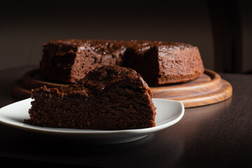Close-Up of Juicy Chocolate Cake Slice