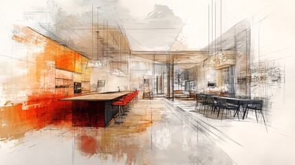 Abstract Sketch of Lustre with Unique Design Elements, Perfect for Copy Space Usage.