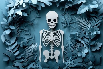 Halloween Paper Art Skeleton and Spiderweb Design