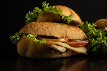 Crispy Chicken Sandwich with Cheese and Vegetables