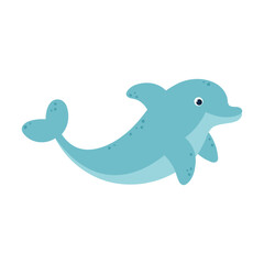 Kawaii dolphin character. Sea animal. Flat vector illustration © Stacy Draw