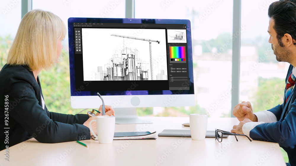 Poster architectural design modish software application for architect business and professional designer