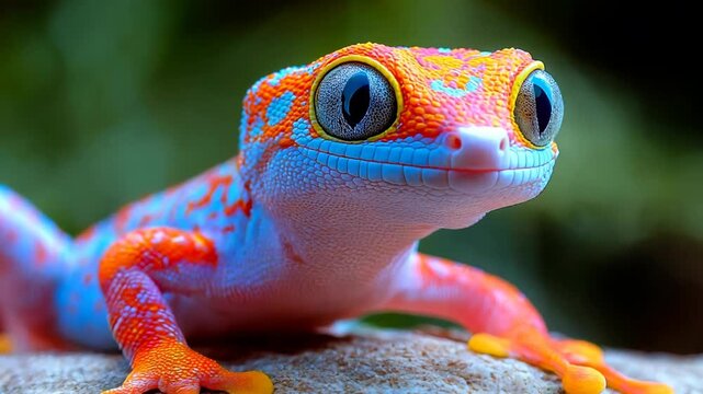funny gecko curious face in nature landscape