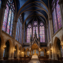 Fototapeta premium Watercolor illustration of the Sainte-Chapelle in Paris. Capture the exquisite Gothic architecture of this historic chapel