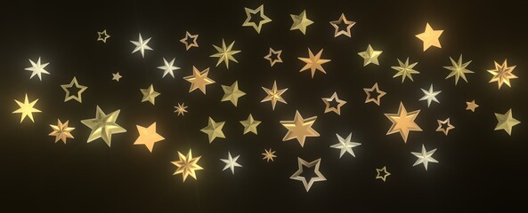 Stardust Christmas Shower: Mesmerizing 3D Illustration Depicting Descending Holiday Star Particles