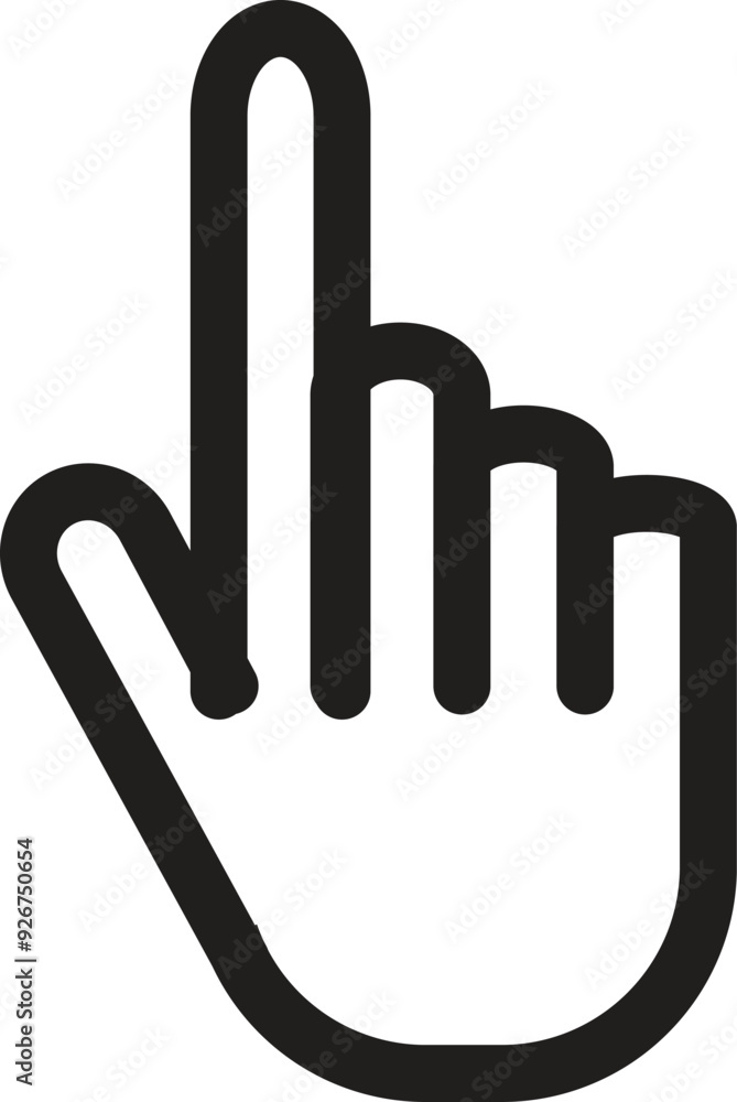 Poster hand cursor icon click. hand click icon. finger pointer isolated vector, hand pointing outline style