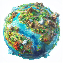 Colorful World Globe Illustration Art – High-Quality Global Map Design for Travel, Education, and International Themes