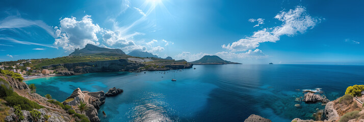Coastal Village and Serene Bay on Alicudi Island, Italy