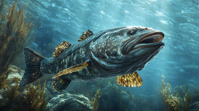 wide shot of a lingcod