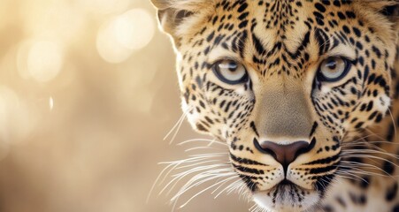 Obraz premium Close-up of a leopard's intense gaze in a natural habitat during daylight