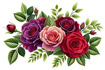 Pink Rose Flower isolated watercolor illustration painting
