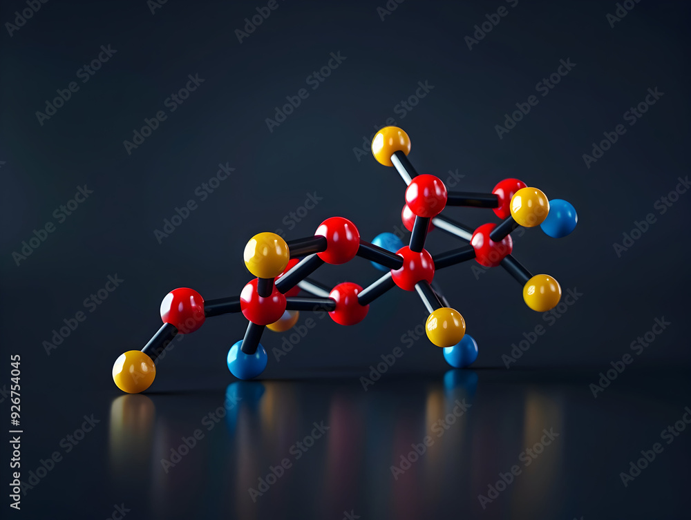 Wall mural abstract structure background of molecule or atom, molecular structure, structural chemical formula 