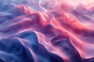 Obraz premium Abstract fluid waves with smooth gradients of pink, purple, and blue hues creating an ethereal and dreamy landscape, evoking a sense of tranquility and surreal beautyabstract