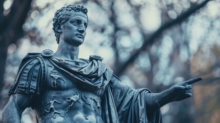 Realistic photograph of julius caesar statue, detailed depiction for historical enthusiasts