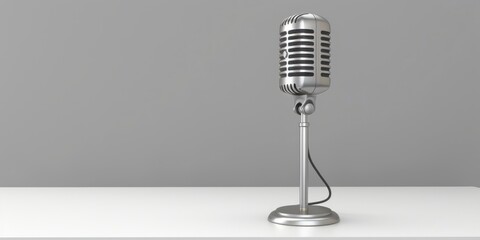 Vintage Microphone on a White Table
