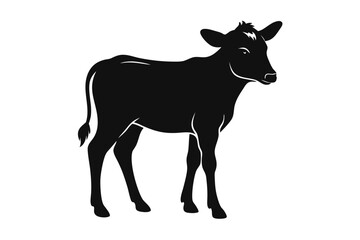  Calf outline silhouette black vector art illustration