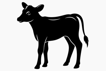  Calf outline silhouette black vector art illustration