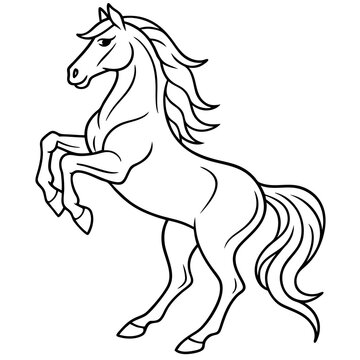 recommend clip art: continuous single line drawing of rearing horse, line art vector illustration