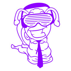 Happy Friendly Snail Tie Grinning Smiling Music Party DJ Clubbers Raver comic humor cartoon Sunglasses Headphone cool techno dance fun electro sounds lovers like disco rave club festival concert	