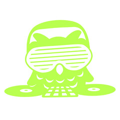 Owl Night Bird Animal Mixing Console Mixer Music Party DJ Clubbers Raver comic humor cartoon Sunglasses Headphone cool techno dance fun electro sounds lovers like disco rave club festival concert	