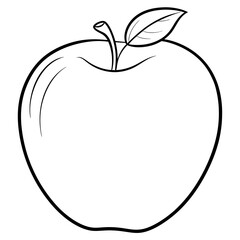 line art apple icon illustration with white background 