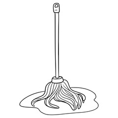 mop illustration hand drawn outline vector